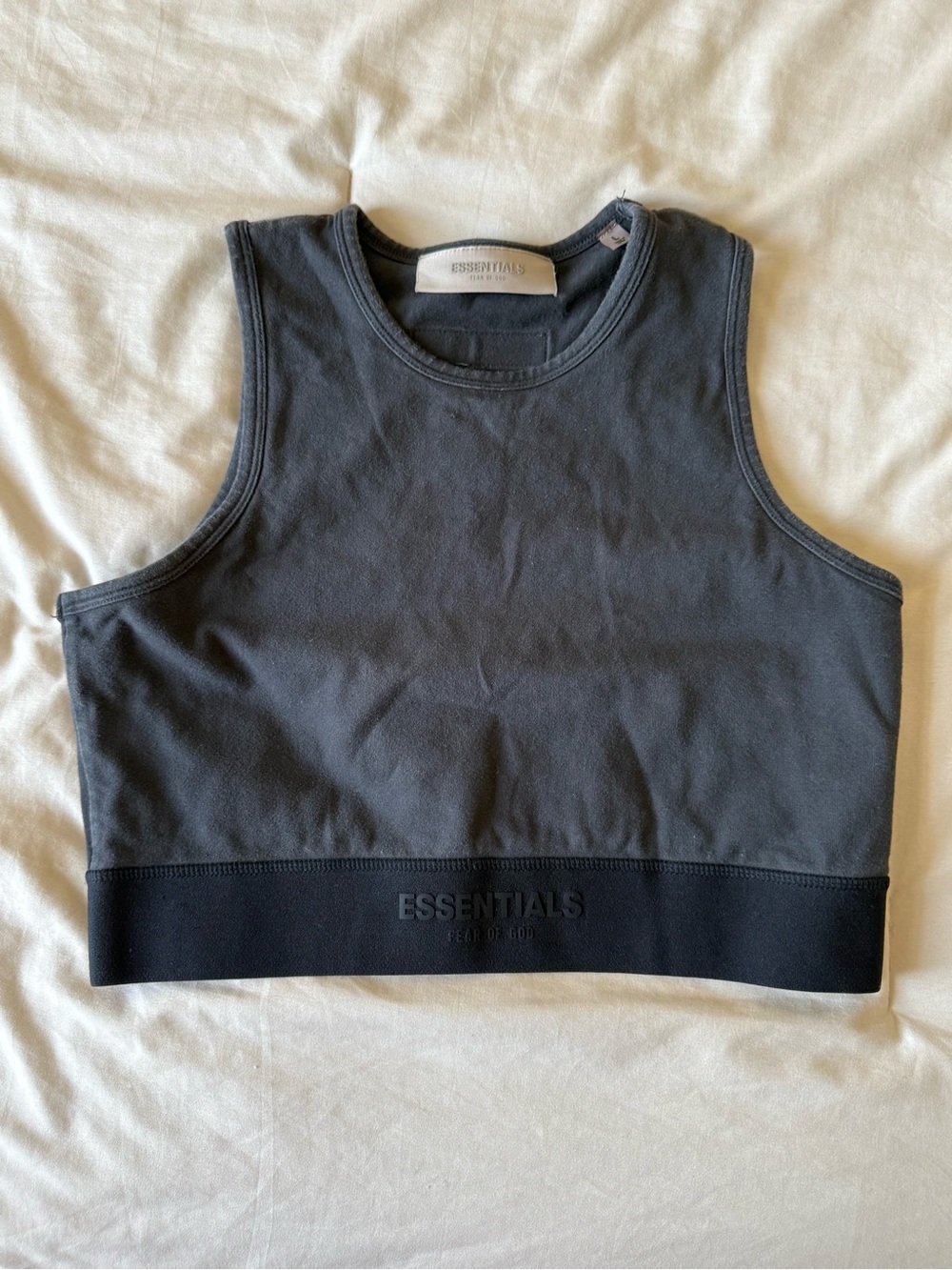ESSENTIALS Black Crewneck T-Shirt with Logo Tag